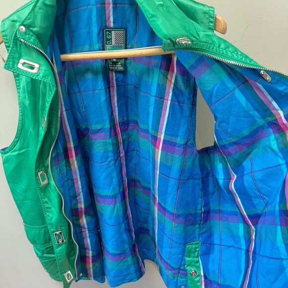 Lauren RL67 Green Nylon Vest W/ Plaid Cotton Lining Marine & Sailing Team Size M - Picture 5 of 9